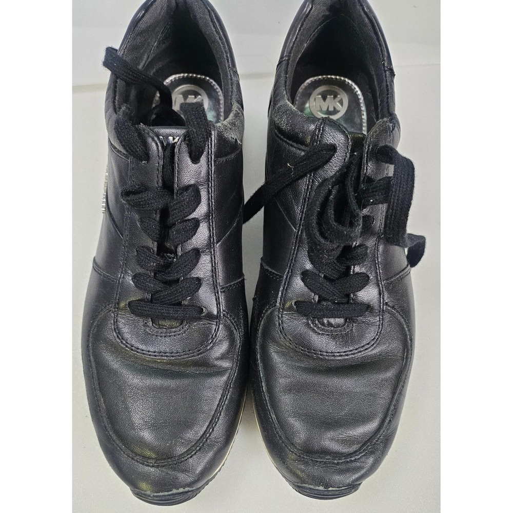 Michael Kors Leather Sneakers Size 8M Women's Black Lace Up Athletic‎ Shoes